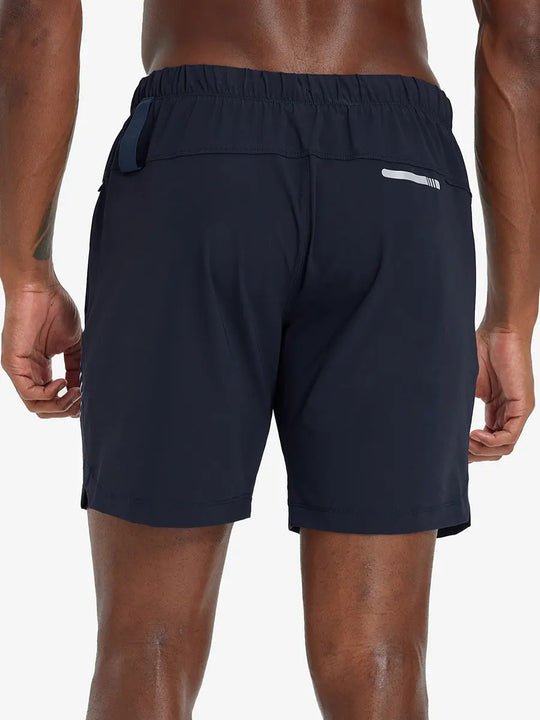 Back lower-body view from waist to upper calves in NAVY 2 in 1 Running Sports Shorts with Liner
