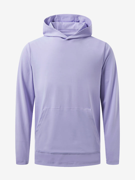 3D front view of the dry fit stretchy sweatshirts hoodie in lavender, sleek and flexible design.