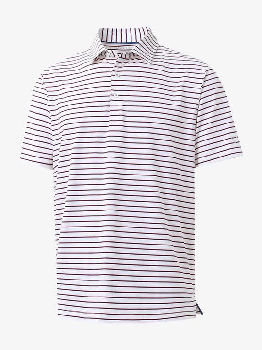 3D render of WHITE/NAVY STRIPE Polo with clear striped fabric texture