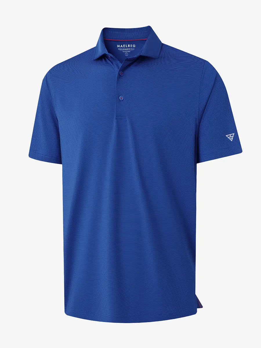 Folded COBALT STRIPE Pinstripe Jersey Performance Polo neatly displayed								
