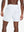 Back lower-body view from waist to upper calves in WHITE 2 in 1 Running Sports Shorts with Liner