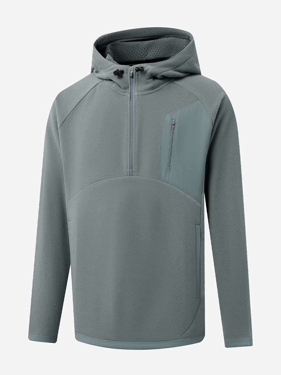 3D front view of the Quarter Zip Polar Fleece Sweatshirt in Smoky Gray, simple and athletic look.