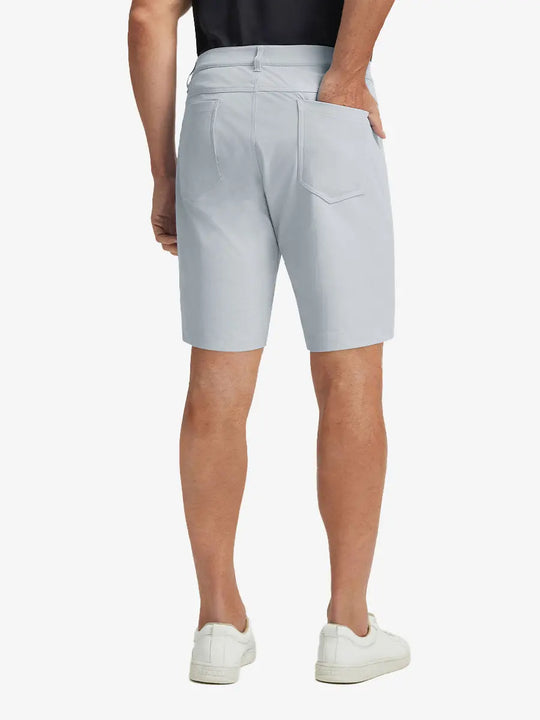 GLACIER GREY 4-way Stretch Performance Solid Shorts, back lower body view for golf wear, 9 Inch style