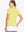 Back-side half-body shot of model in YELLOW Women's Performance Solid Polo, looking over shoulder