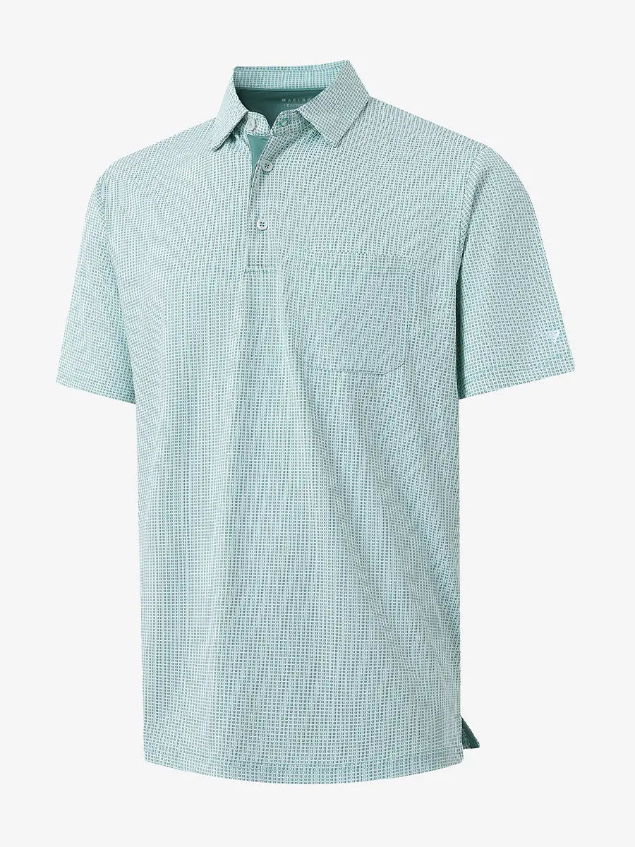 3D view of EMERALD Elegant Performance Jacquard Polo showing texture and collar
