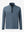 3D front view of the mock neck quarter button golf pullover in misty blue, sleek and modern design.