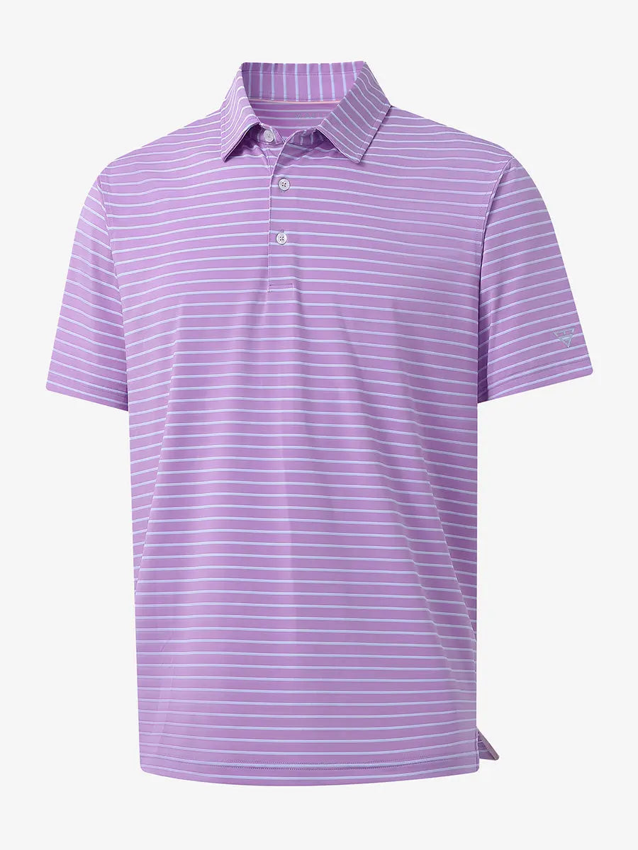 3D render of LILAC/LIGHT BLUE STRIPE Polo with delicate striped texture