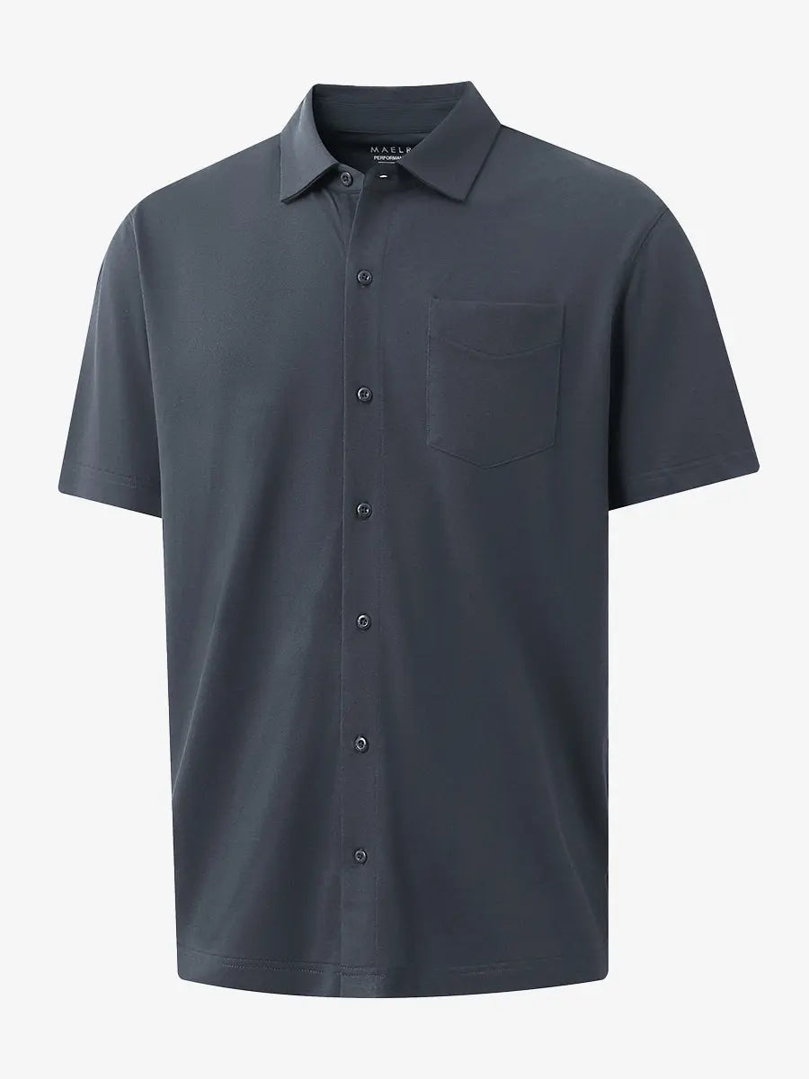 3D rendering of DARK GREY Cotton Blend Plain Shirt.