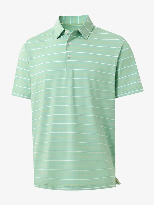 3D display of LIGHT GREEN STRIPE Kids Stylish Stripe Polo Shirt showing stripes and design.