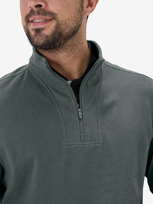 Heather Brushed Rib Knit Quarter Zip with 2 Pockets