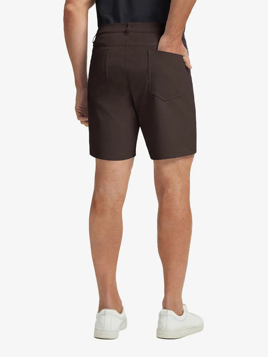 GLACIER GREY 4-way Stretch Performance Solid Shorts, back lower body view for golf wear, 7 Inch style