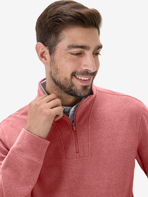 Heather Brushed Rib Knit Quarter Zip with 2 Pockets