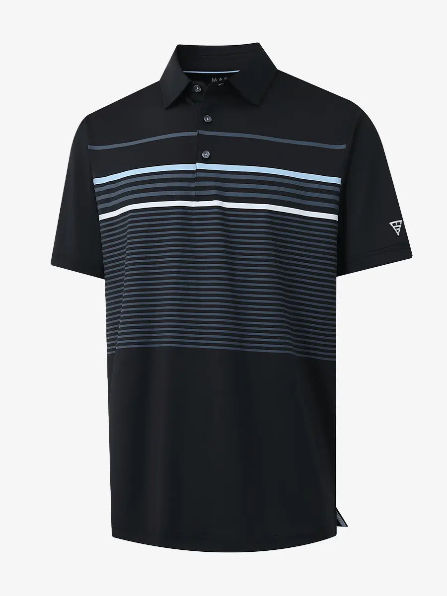 3D mockup of the Chest Print Polo Shirts in BLACK1