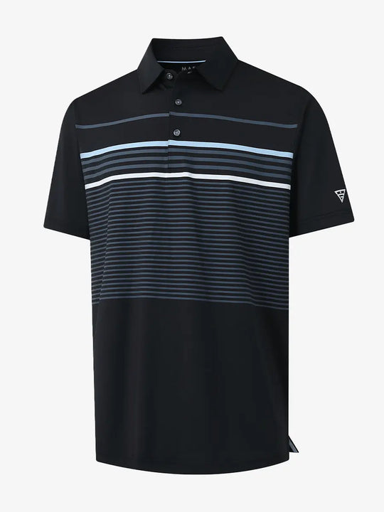 3D mockup of the Chest Print Polo Shirts in BLACK1