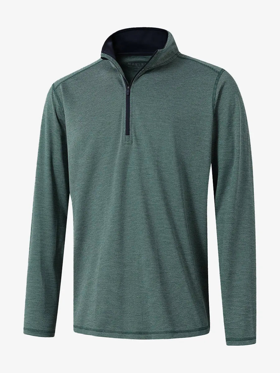 3D rendering of the Pinstripe Quarter Zip Pullover showcasing structure and design – DARK GREEN MELANGE