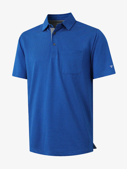 3D view of COBALT Elegant Performance Jacquard Polo showing fabric and collar detail