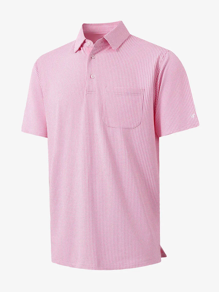 3D view of ROSE Elegant Performance Jacquard Polo showing texture and collar design