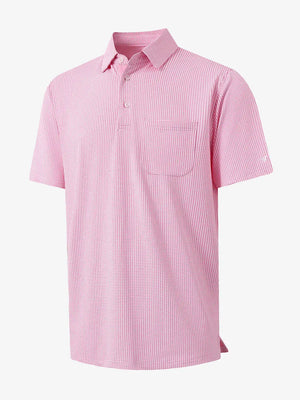 3D view of ROSE Elegant Performance Jacquard Polo showing texture and collar design