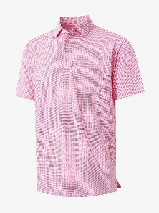3D view of ROSE Elegant Performance Jacquard Polo showing texture and collar design