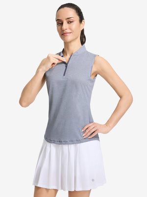 Women's 4-Way Stretch Q-Zip Pin Striped Golf Shirts