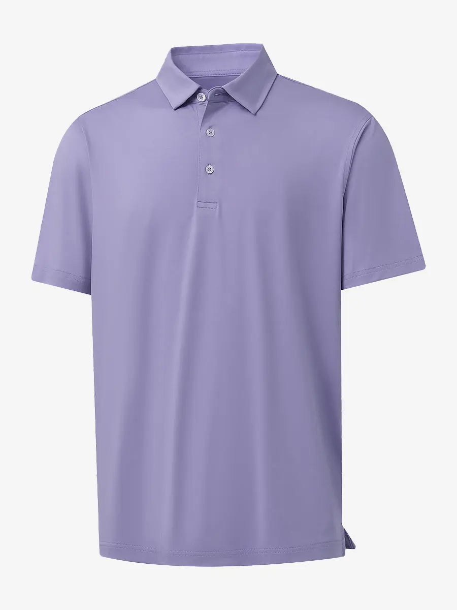 3D view of Everyday Solid Jersey Polo in LAVENDER, highlighting smooth design and perfect fit.