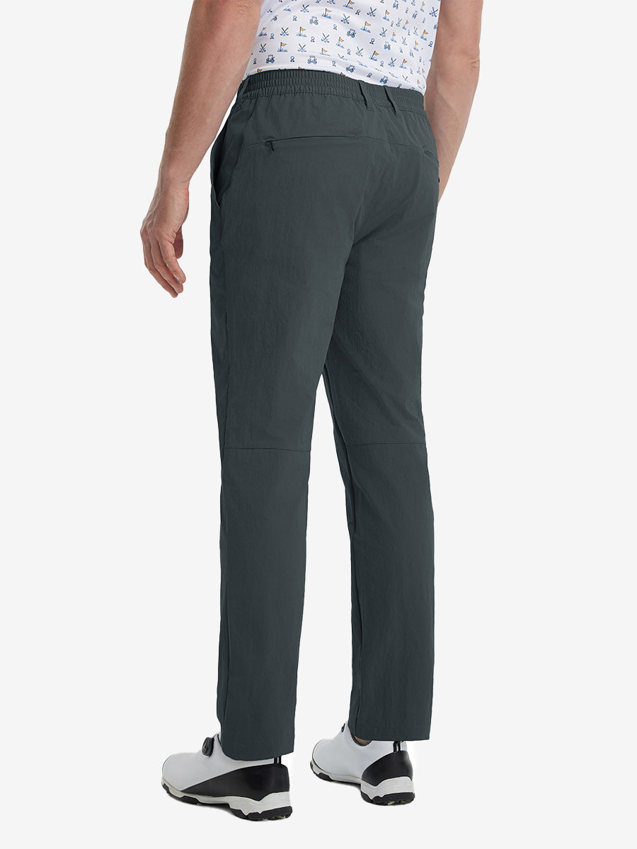 Rear lower leg view of Performance Water Resistant Pants in DARK GREY，showing fabric texture and fit.