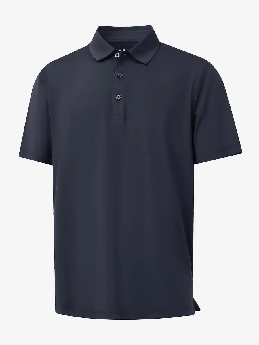 3D visualization of Everyday Solid Jersey Polo in DARK GREY, highlighting sleek, modern fit.