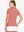 Back-side half-body shot of model in CORAL PINK Women's Performance Solid Polo, looking over shoulder