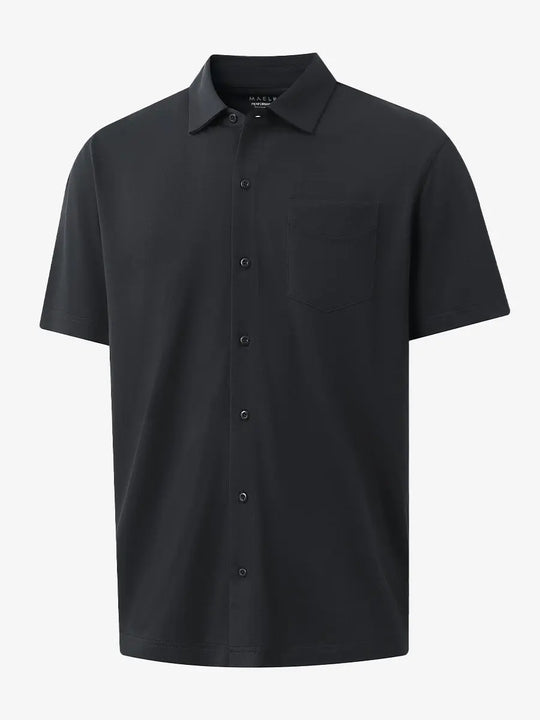3D rendering of BLACK Cotton Blend Plain Shirt.