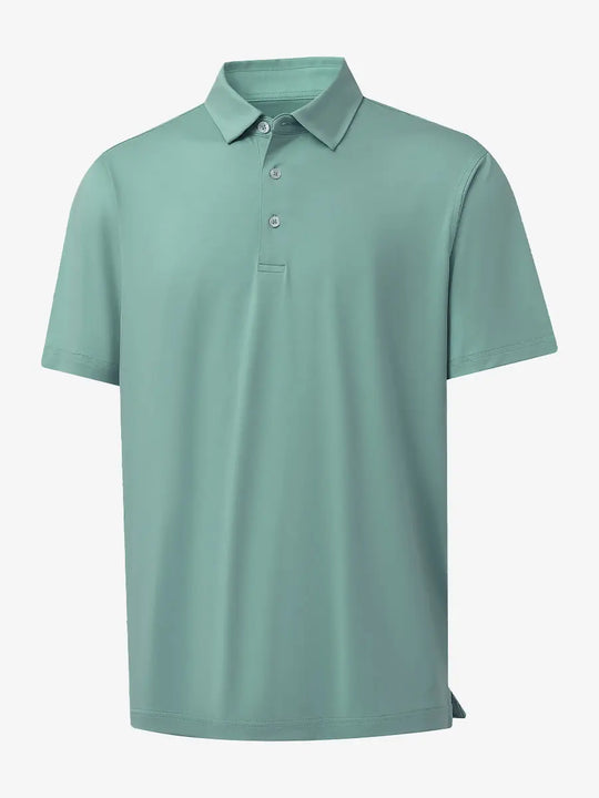 3D rendering of Everyday Solid Jersey Polo in BERYL GREEN, emphasizing design and fit.