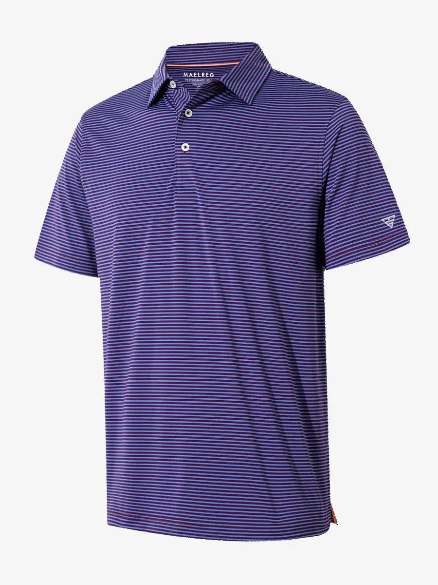 Performance Cooling Polo – 3D product view in Plum Blue Stripe for kids
