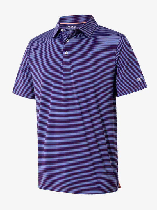 Performance Cooling Polo – 3D product view in Plum Blue Stripe for kids