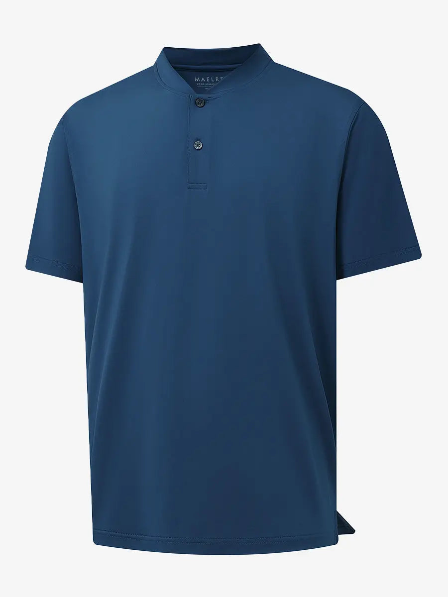 3D rendering of Everyday Collarless Jersey Shirt in BLUE.