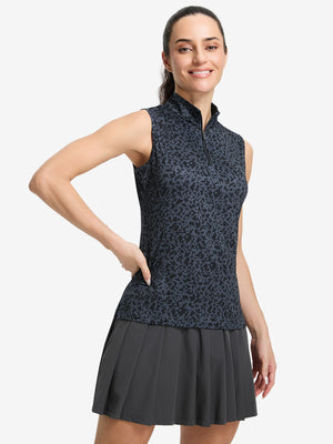 Women's Sleeveless Q-Zip Print Golf Shirts