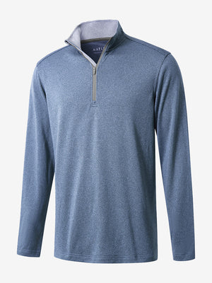 3D rendering of saxony blue melange moisture wicking quarter zip pullover