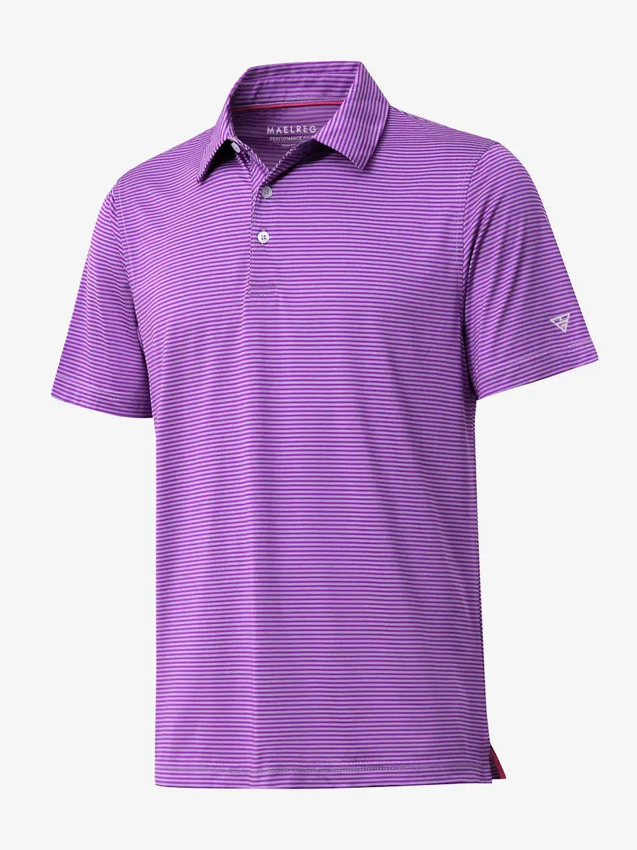 Performance Cooling Polo – 3D product view in Lilac Stripe for kids