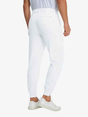Lightweight Ankle-Zip Sweatpants with 4 Pockets in white, front lower body fit view
