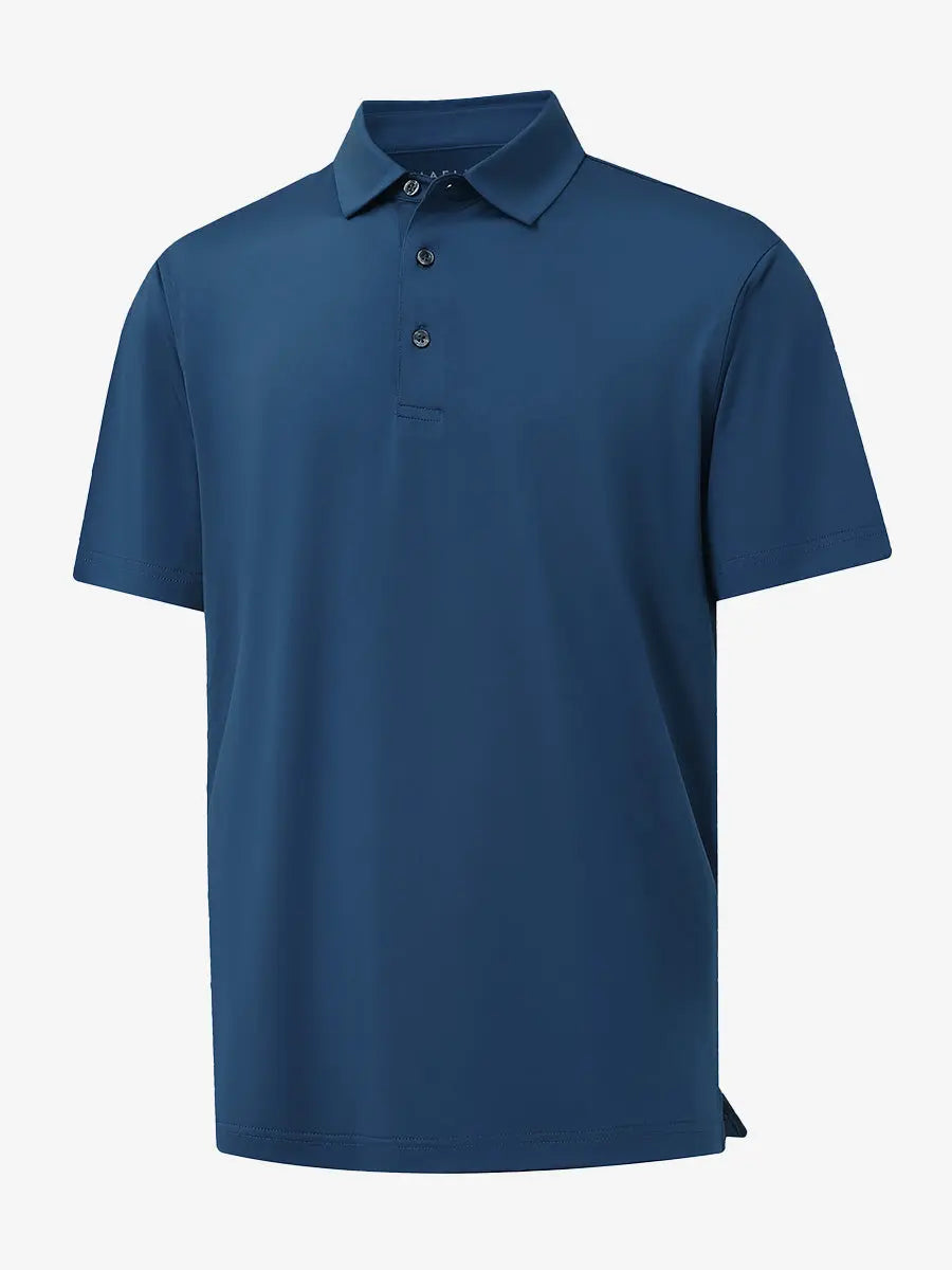 3D view of Everyday Solid Jersey Polo in BLUE, highlighting sharp design and tailored fit.