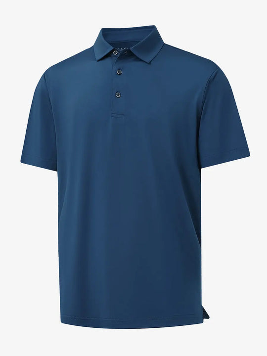 3D view of Everyday Solid Jersey Polo in BLUE, highlighting sharp design and tailored fit.