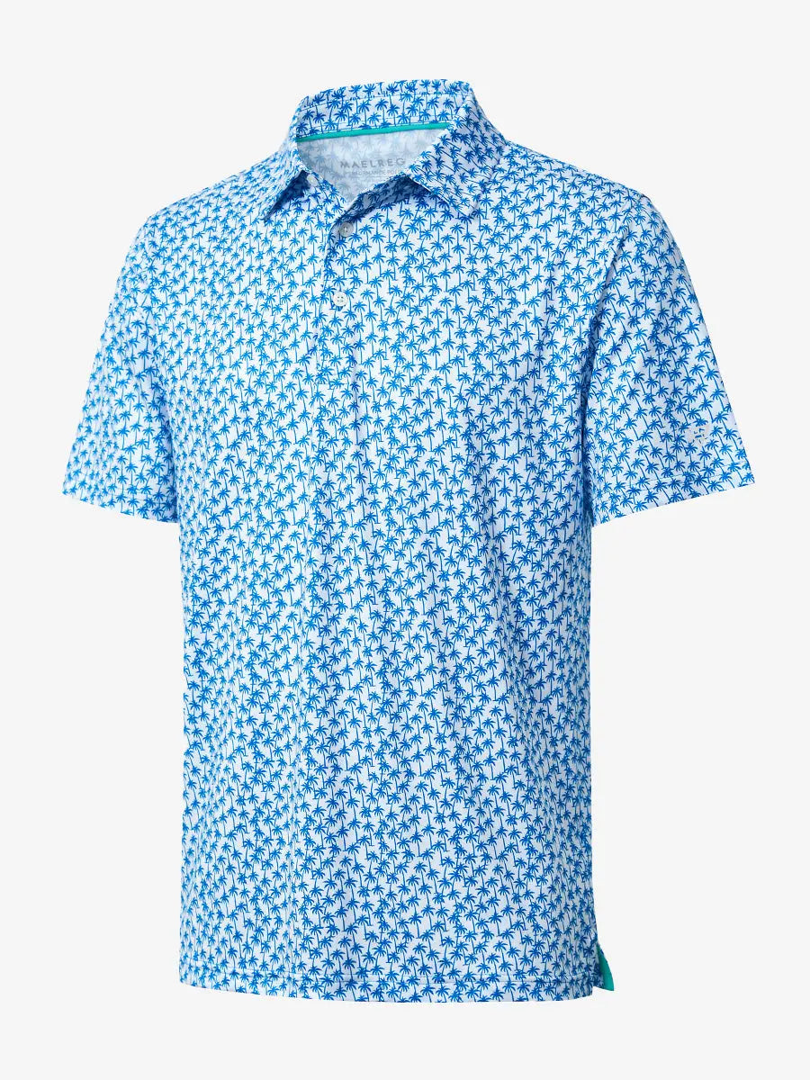 3D view shows the full design of the WHITE PALM Polo Shirt, which features modern sporty styling and comfortable, breathable fabric