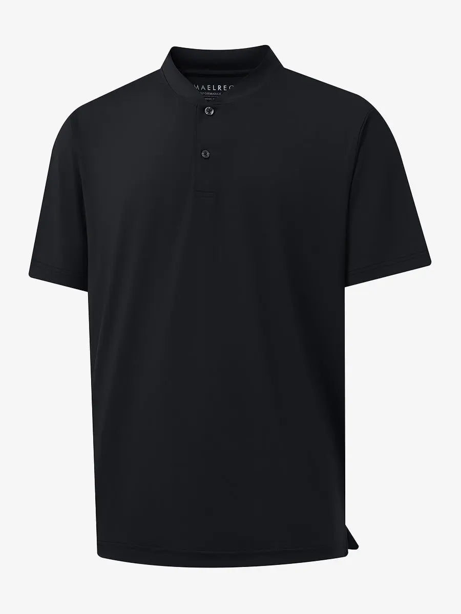 3D rendering of Everyday Collarless Jersey Shirt in Black.
