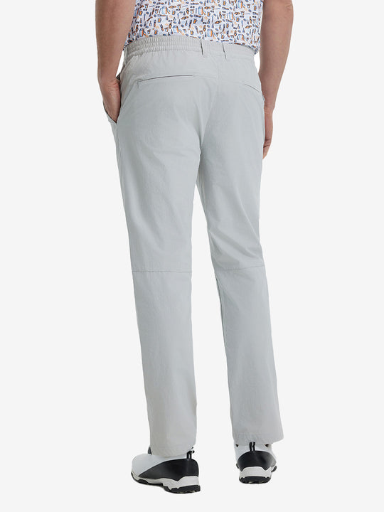 Rear lower leg view of Performance Water Resistant Pants in SILVER GREY，showing fabric texture and fit.