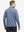 Back waist-up shot of model wearing saxony blue melange moisture wicking quarter zip pullover