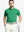 Model in GREEN STRIPE Pinstripe Jersey Performance Polo holding golf club, front half-body view								

