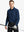 Model in NAVY Long Sleeve Solid Jersey Polo holding golf club with confident front pose