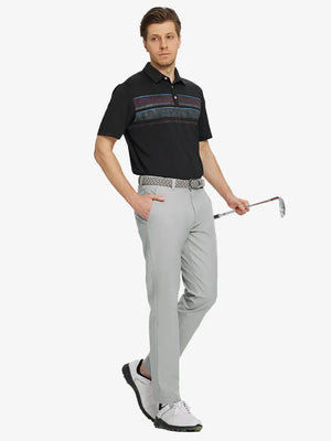 Full body front view of model wearing GLACIER GREY Water Resistant Everyday Pants, holding a golf club