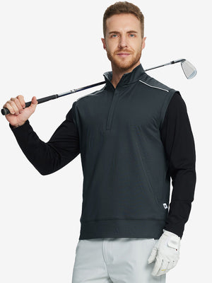 Stretch Solid Fleece Quarter-Zip Vest