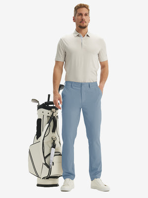 Pantalones de Golf Repelentes al Agua de Corte Clásico con Pliegue Frontal