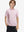 Front upper body of model wearing trendy boys stripe polo shirts, casual fit in light pink stripe
