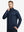 Men wearing Heather Pinstripe Brushed Dry Fit Quarter Zip Pullover in navy geo, front half body fit view